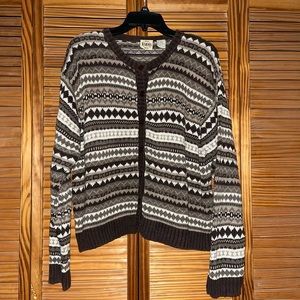 B Moss Brown Button‎ Cardigan Sweater Size Large